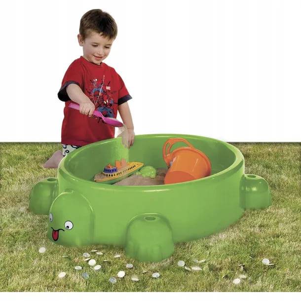 Plastic sandpit, lockable Tortoise