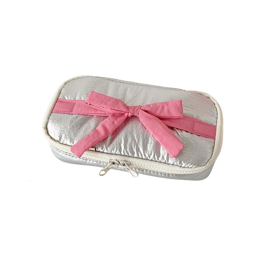 Desktop Storage Bow Stationery Bag Sweet Lace Bow Pencil Pouch Korean Style Pencil Case  Office
