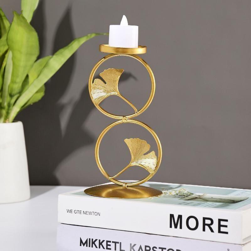 1pc Candlestick Geometric Style Iron Art Nordic Style Creative Maple Leaf Candlestick Decoration for Table Parties Home Decor