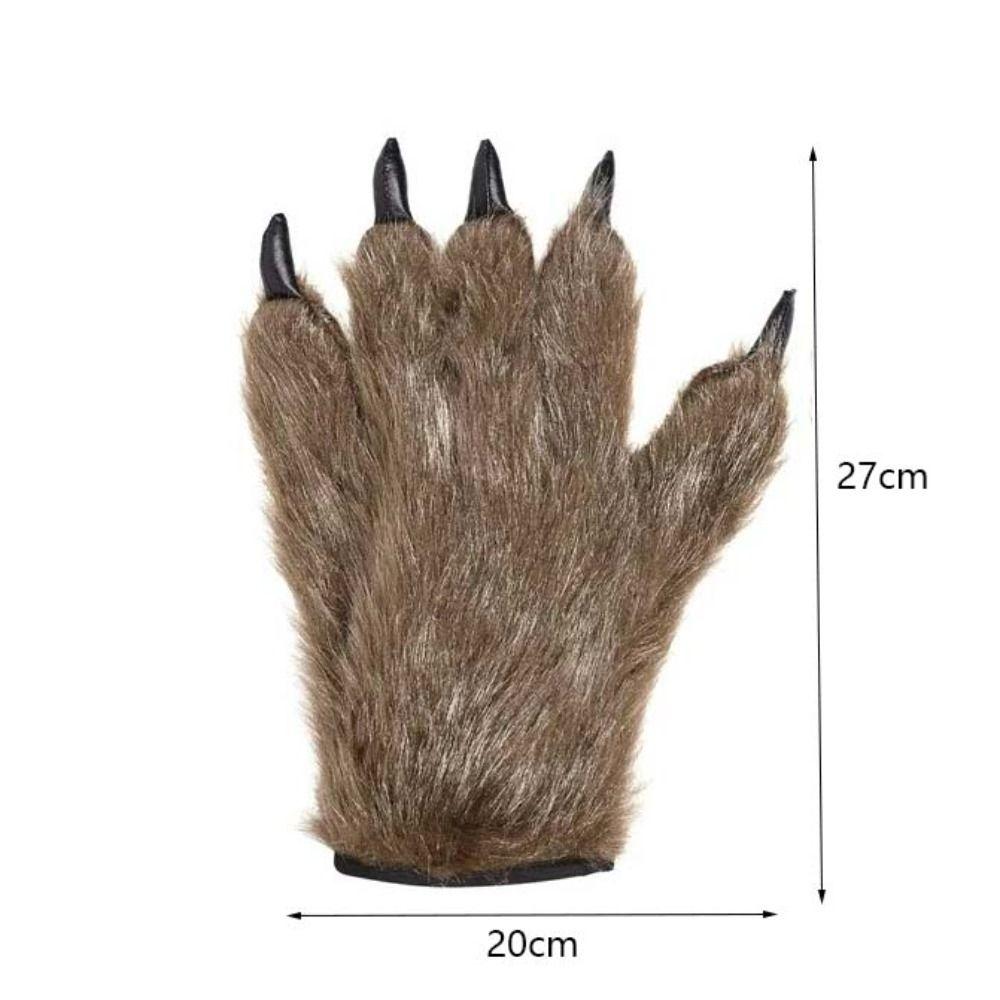 1 Pair Fluffy Werewolf Paws Mitten Fingerless Gorilla Gloves Halloween Wolf Gloves  Costumes