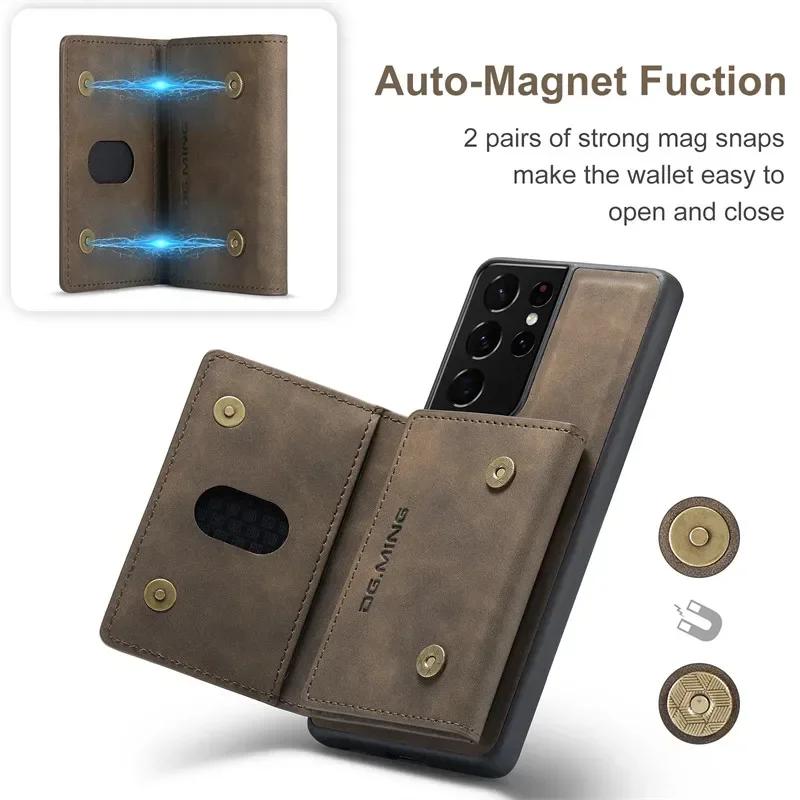 Retro Magnetic Leather Wallet Card Phone Case For Samsung Galaxy S26 Ultra S25 FE S24 Plus S23 S22 S21 S20 Flip Back Cover Coque