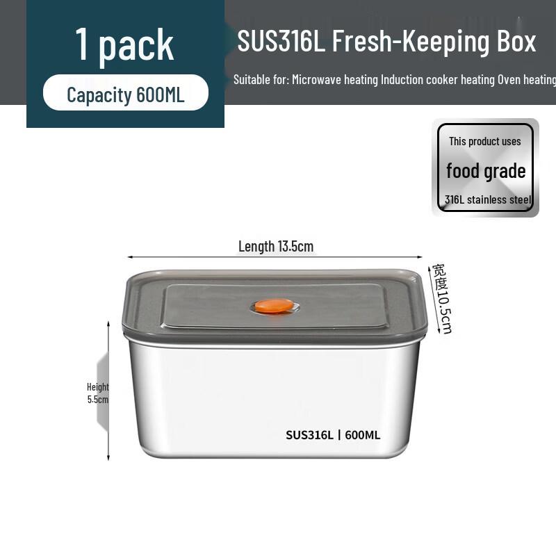 ZISIZ 316 Stainless Steel Rectangular Food Pan with Lid