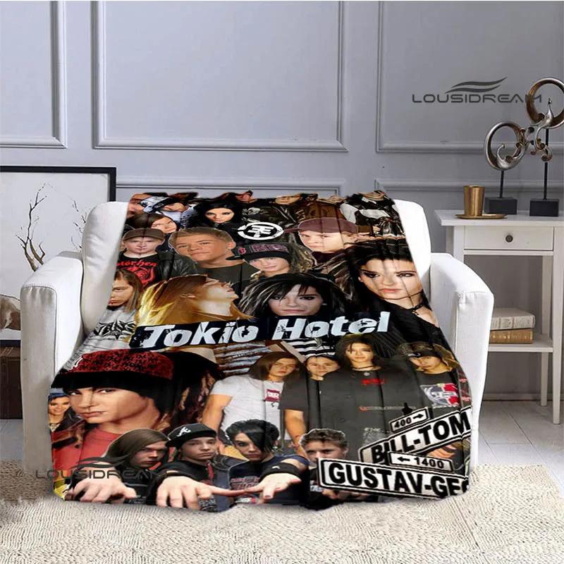 Coperta stampata retrò della band Tokio Hotel, coperta calda in flanella morbida e confortevole, biancheria da letto per casa, viaggio, regalo di compleanno