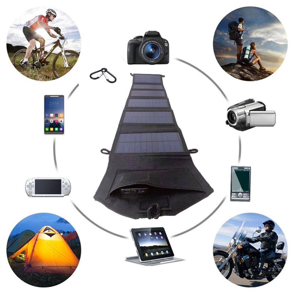 30W Portable Folding Solar Panel with 5V USB for Outdoor Camping