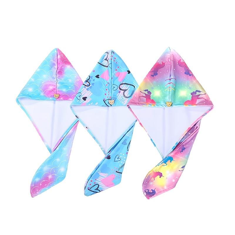 1pc Children's Printed Microfiber Dry Towel, Quick Drying Soft Towel with Button Tie, Wet Hair Wrap Salon Towel Set for Girls
