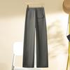 Spring 2025 Women's Military Green Casual Wide-Leg Floor-Length Pants