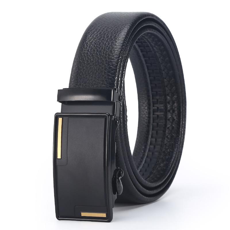 Belt Men'S Business Automatic Buckle Belt Scratch Resistant Lychee Pattern Belt Body Stall
