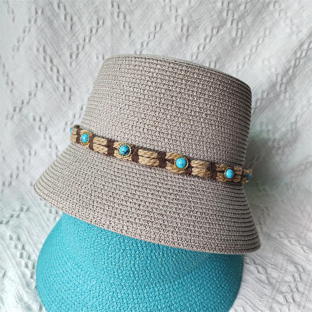 Summer Straw Hat For Women Men Fashion Chain Accessories Bucket Hat Beach Hat Uv Resistant Sunshade Hat