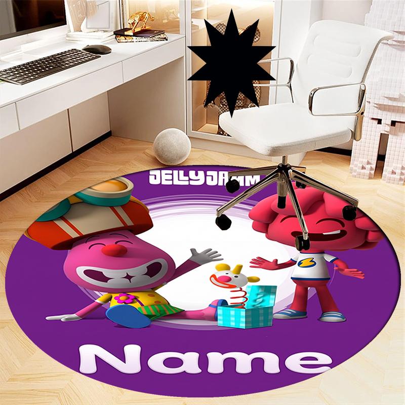Custom Name Jelly Jamm Printed Round Rug Carpet Chair Rug Area Rug Entryway Doormats,for Office Chair Living Room Bedroom Kitchen Room.