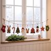 Holiday Party Wall Decor Vintage Christmas Hanging Bunting Garland, 2D Flat Wooden Snowman Elk Stocking Festive Window Showcase Ornaments Tree