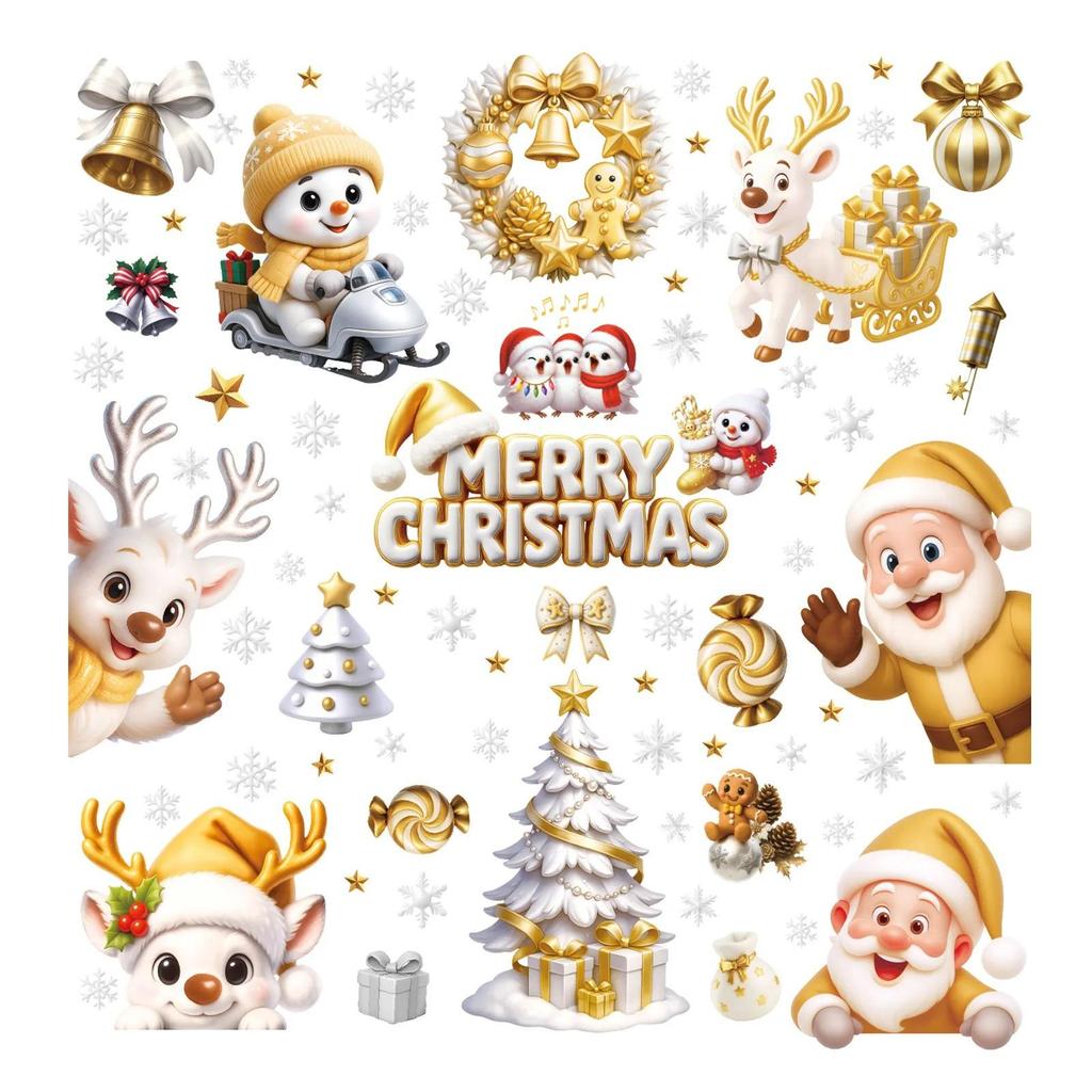 Christmas Window Stickers Xmas Tree House Snowflake Glass Decal Merry Christmas Decoration Home Navidad Gifts Noel