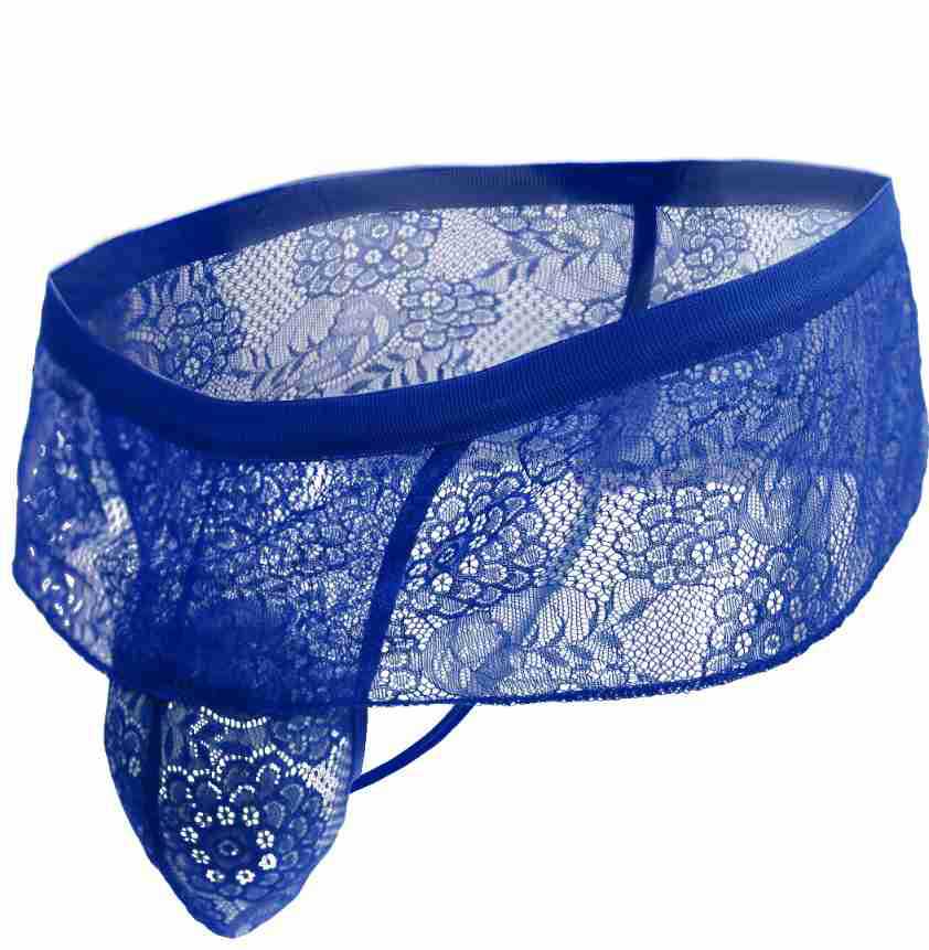 Men'S Lingerie Frilly Lace Trim Sissy Skirted Panties T-Back G-String Thongs Mesh See Through Briefs Girly Crossdress Underwear