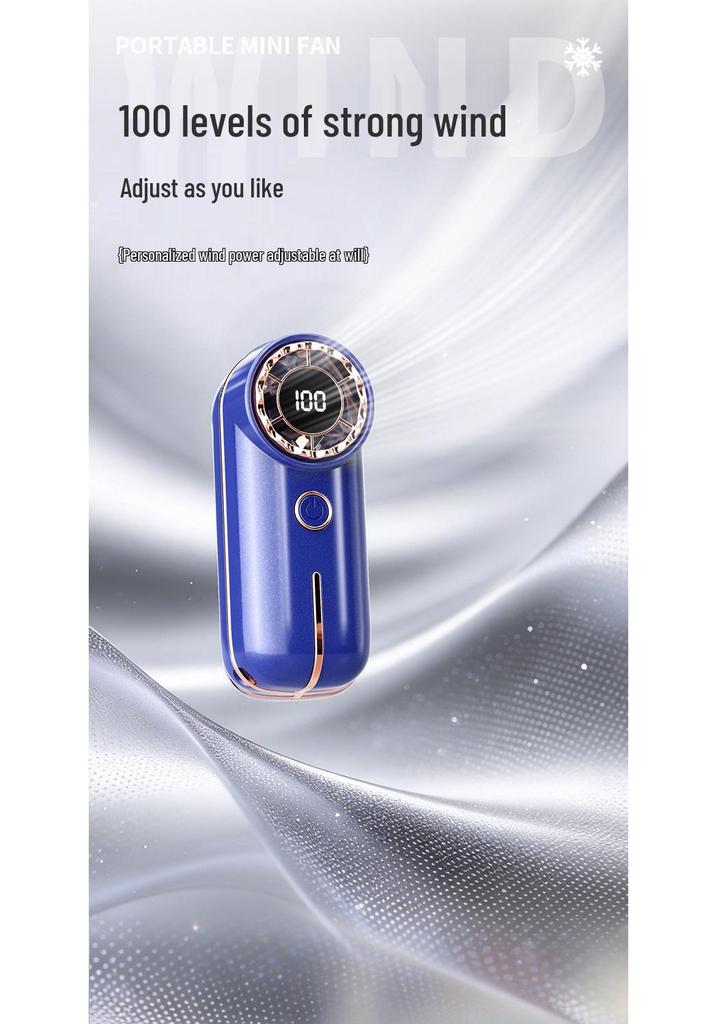 Handheld High-Speed USB-Charging Portable Fan with Digital Display and Strong Turbine Wind