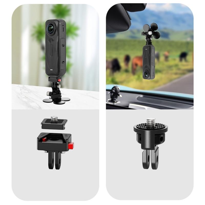 Camera Mount with Flexible Adhesive Base for 17mm Ball Head Action Cameras Secure 300g Load Capacity Small Design