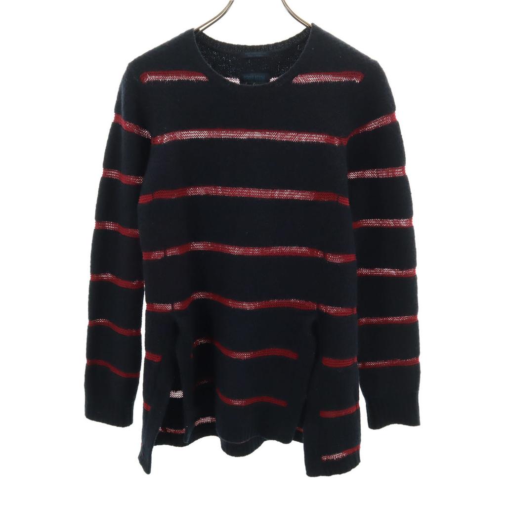 REGULATION Yohji Yamamoto Border Pattern Long Sleeve Knit 2 Navy Men's Used