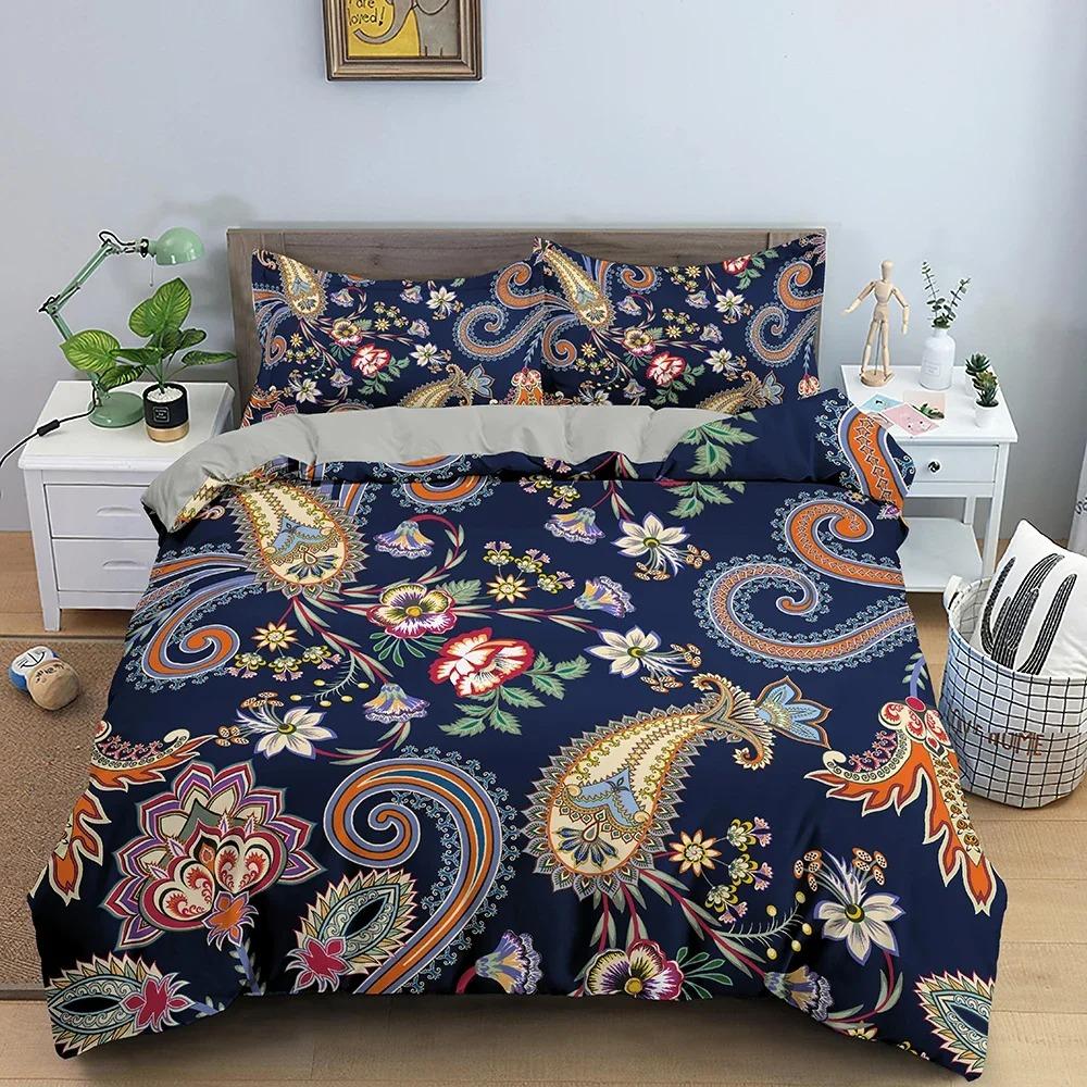 Vintage Blumen King Queen Bettbezug Pfingstrose Sonnenblumen Bettwäsche Set Tropischer Blumen Quilt Bezug Boho Polyester Bettbezug
