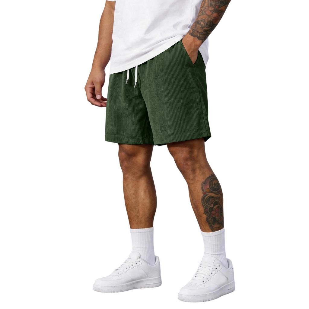 Pantaloncini Casual in Velluto a Coste da Uomo con Vita Elastica Coulisse e Tasche Laterali Vestibilità Rilassata Leggeri Pantaloncini Estivi