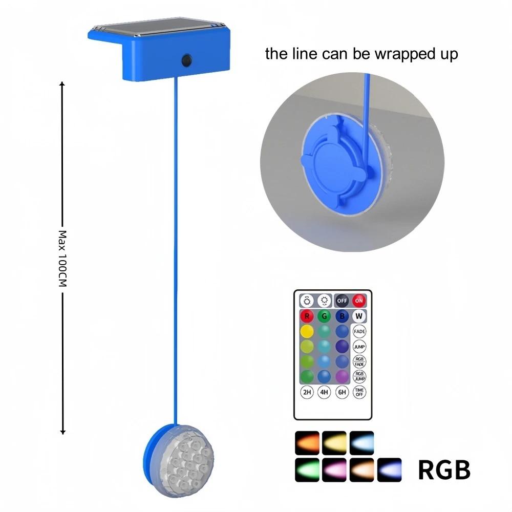 

Solar RGB Swimming Pool Underwater Lights IP68 Waterproof Lighting Remote Control Brightness Levels Timer for Pond Pool Lights 1pcs