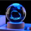 Umgebungslicht Saturn 3D Kugel Lampe Sonnensystem Kristallkugel mit Mehrfarbiger LED Lichtbasis Stimmungslicht Geschenke Geburtstag