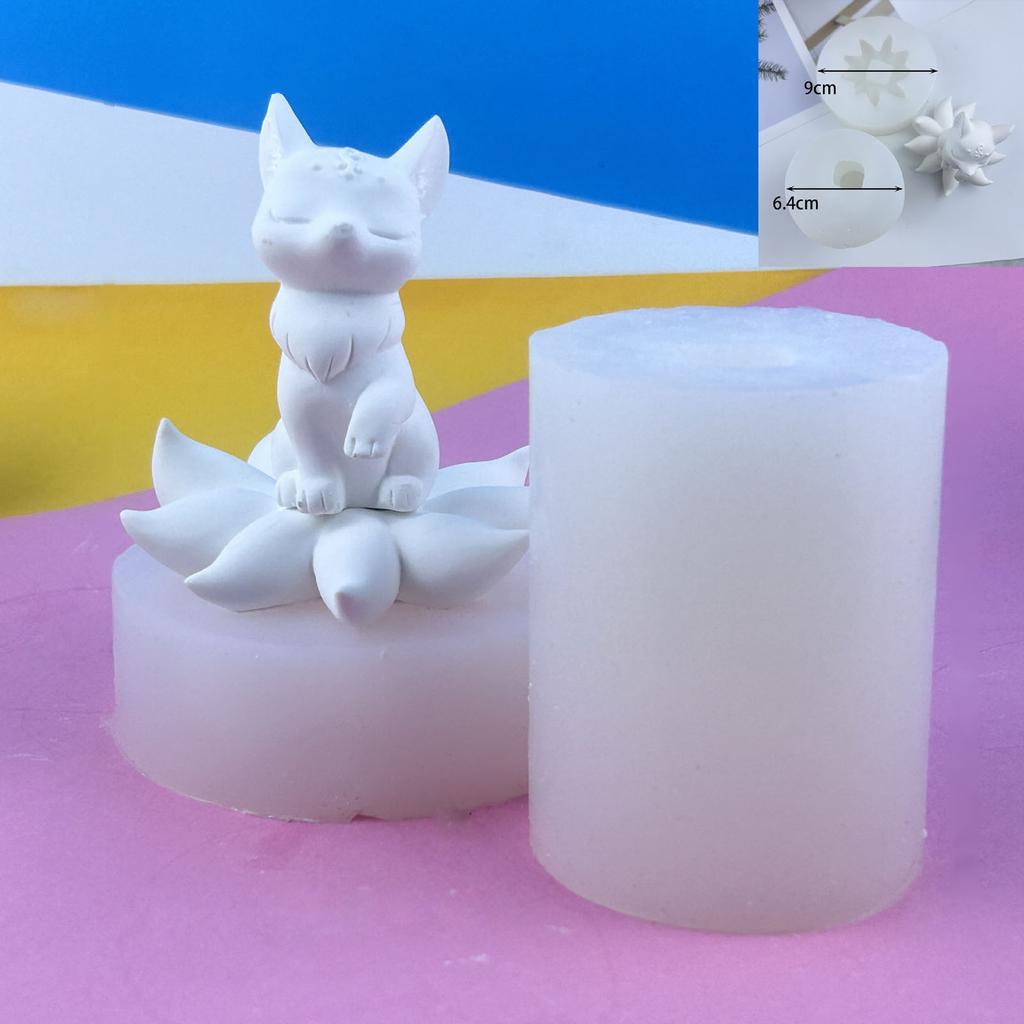Nine Tails Foxes Silicone Molds DIY Crafts Plaster Mold Handmade-Scented Candle Soap Table Ornament Mould Non-stick