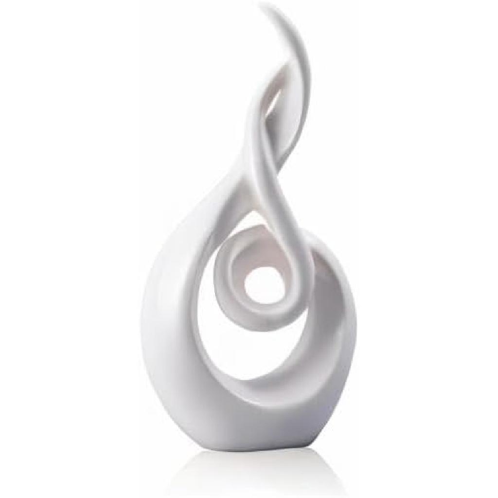 Modern Abstract Art Table Decoration - Ceramic Statue Modern White Ornaments for Living Room Great Gift Idea Home Décor 5 * 2.5 * 10.5 inch Gift Box