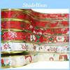 Premium Quality 3.8cm Two Tone Print Fabric Ribbon For Rustic Christmas Tree Decor