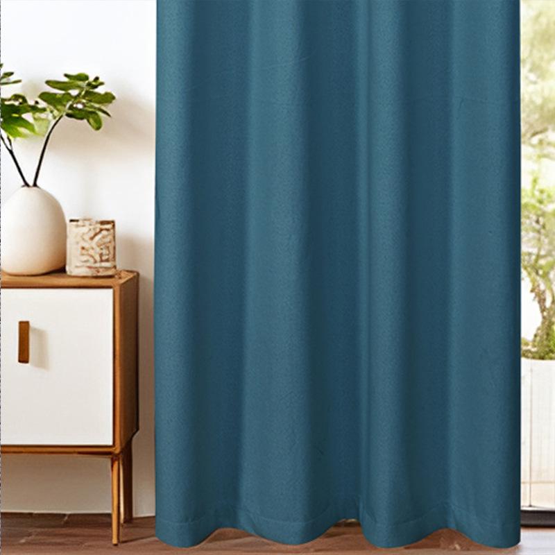 Linen Solid Color High Blackout Curtain Cloth Balcony Curtain Double Composite Full Blackout Finished Curtain