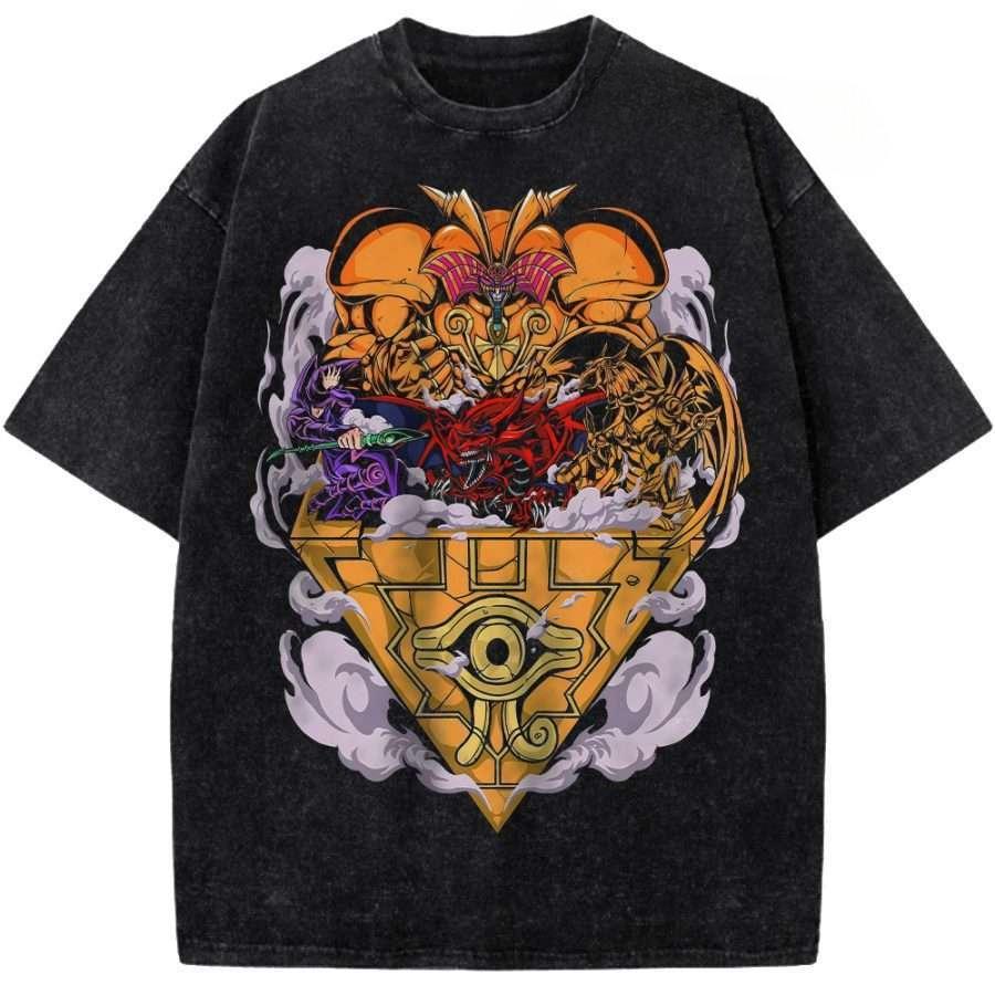 

Dark Yuugi Yu Gi Oh Anime Clothing Men Short Sleeve Manga T-shirts Vintage Washed T Shirt Casual Cotton Tee Harajuku Male Tshirt S