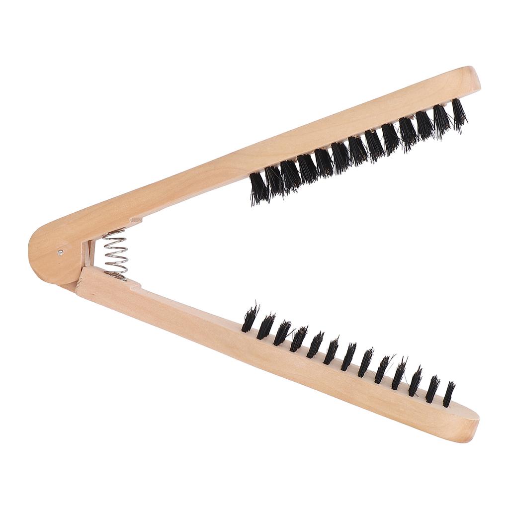 Hair Straightening Comb Double Side Brush HeatResistant AntiStatic Wooden Handle Clamp Hair Comb