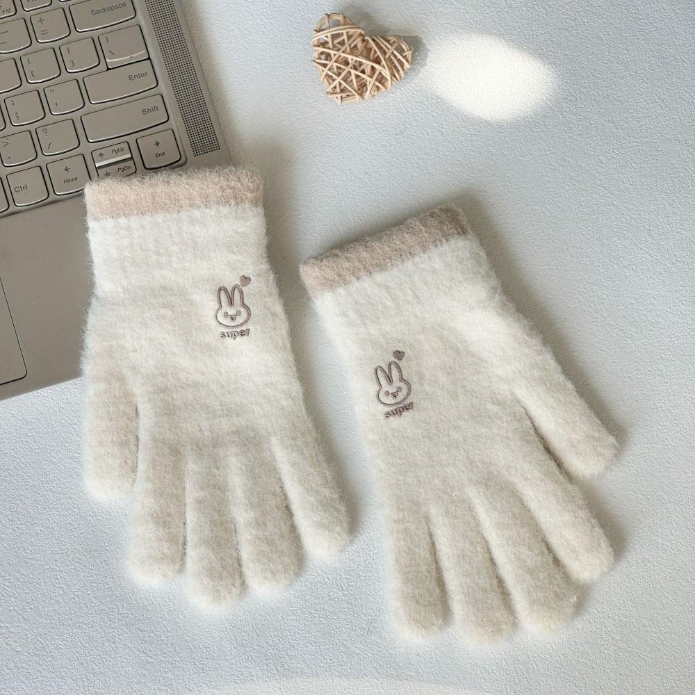 Elastic Knitted Gloves Thickened Fleece Lined Gloves Fashion Winter Gloves  for Women
