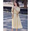 Women's Summer V-Neck A-Line Short Sleeve Tie-Waist Dress