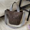 Leopard Print Bag Women's 2025 New High-grade Textured Suede Hand Bag Large-capacity Shoulder Crossbody Bucket Bag