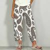 Women Plus Size Floral Printed Loose Cross Hem Cropped Pants