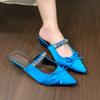 New Style Square Head Shallow Mouth Flannelette Butterfly Knot Crystal Line with Soft Sole Non-slip Low Heel Shoes Zapatos Mujer