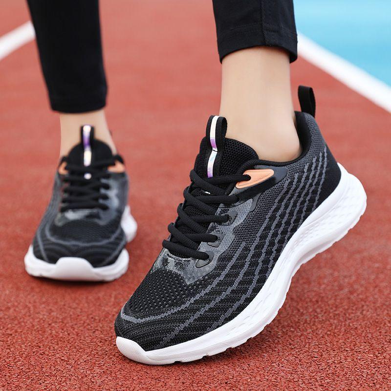 Fashion women's shoes lightweight campus sports running shoes 2025 new flat princess black mesh fitness shoes