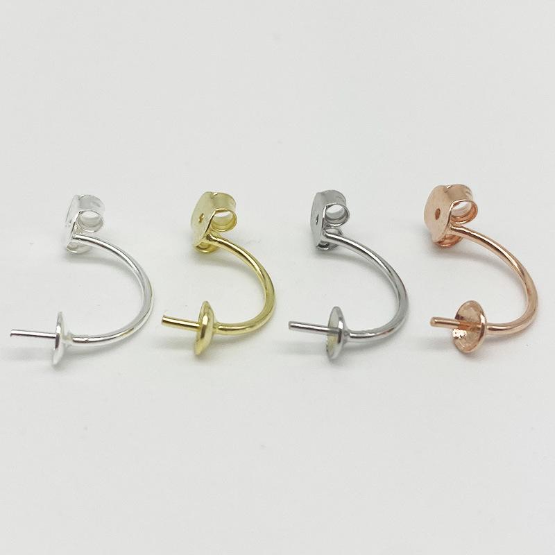 Yan Sheng S925 Sterling Silver Pearl Earring Posts & DIY Back Hanging Studs - Wind Blowing Design Accessories Without Pearl Base Pin золотой
