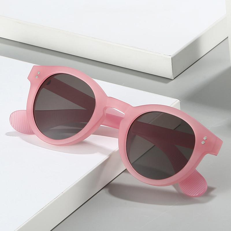 SHAUNA Fashion Round Jelly Color Women Sunglasses Shades UV400 Retro Punk Rivets Men Matte Sun Glasses
