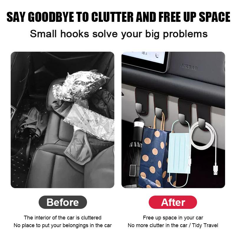 SEAMETAL Car Passenger Glove Box Hook Double Hook Purse Bag Hanger Hidden Storage Hooks Auto Interior Accessories