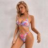 Maillot de bain Triangle surdimensionné pour femmes, ensemble Bikini fendu, cravate latérale, string, bretelles de laçage, imprimé Floral