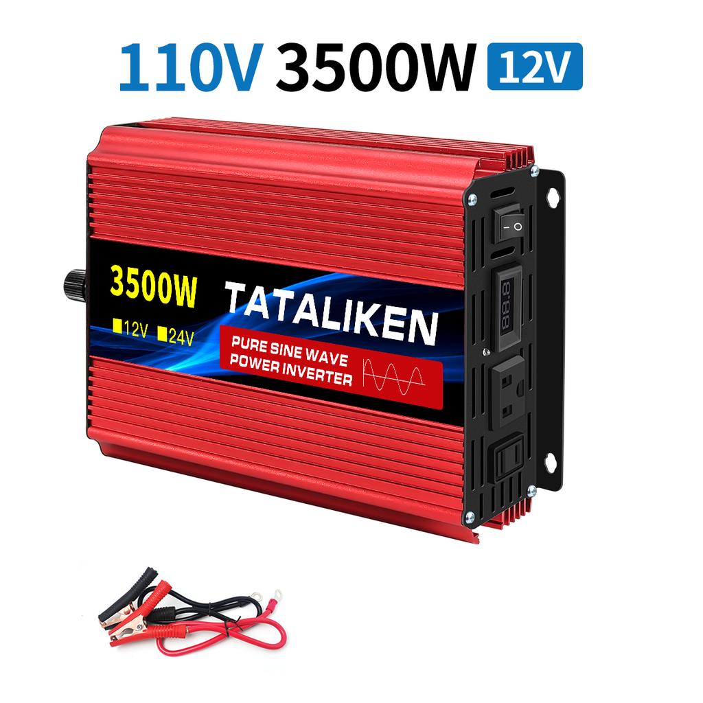 12V To 110V AC Pure Sine Power Inverter 8000W 10000W Power 60HZ Converter Car Accessories Solar With LED And US Socket