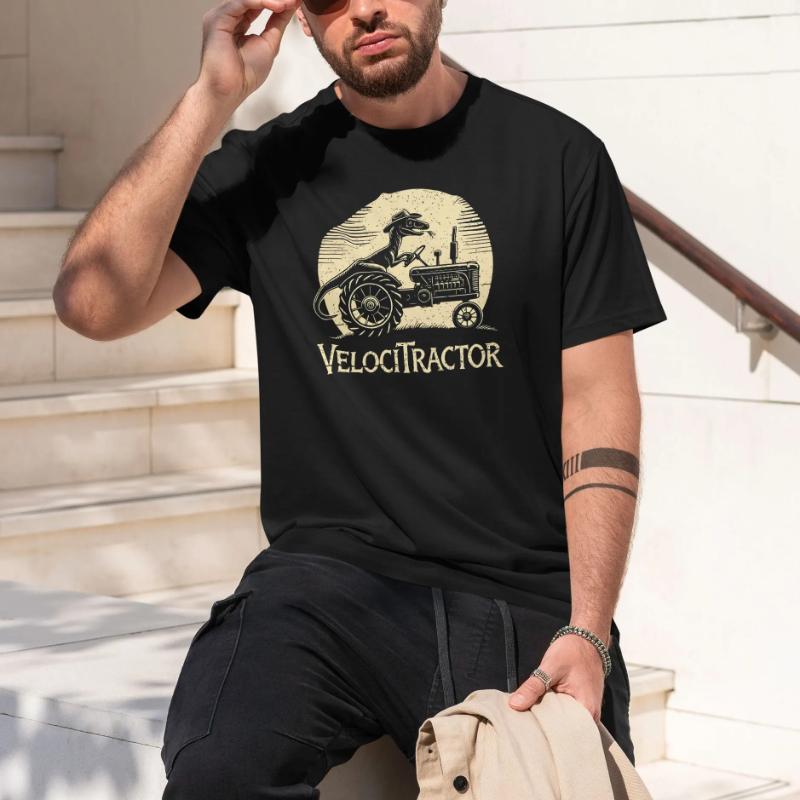 Pánské bavlněné grafické tričko VelociTractor Street Casual Style Tričko pro muže a ženy Grafická trička Streetwear Letní trička Topy