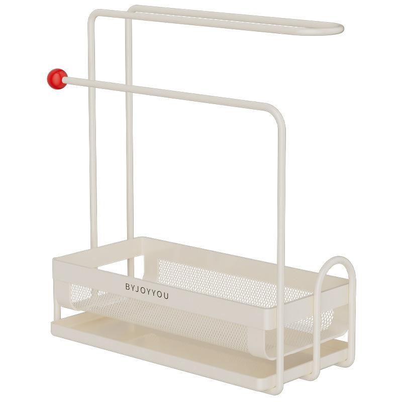 

1pc Vintage Under-Faucet Sink Organizer - Narrow Metal Drying Rack Shelf, Space-Saving Heavy-Duty Iron Sink Storage for Sponges белый