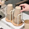 Disposable Cup Storage Holder Rack Shelf Water Cups Organizer Supplie Dispenser with Wood Mug Display Rack Desktop Decoration
