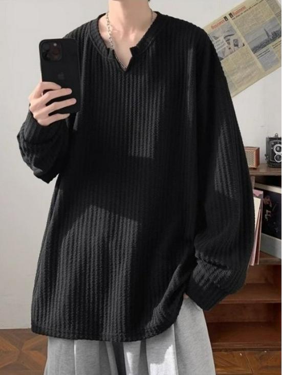 Unisex Plus Velvet Thick Loose Sweater Long Sleeve Base Layer for Autumn/Winter