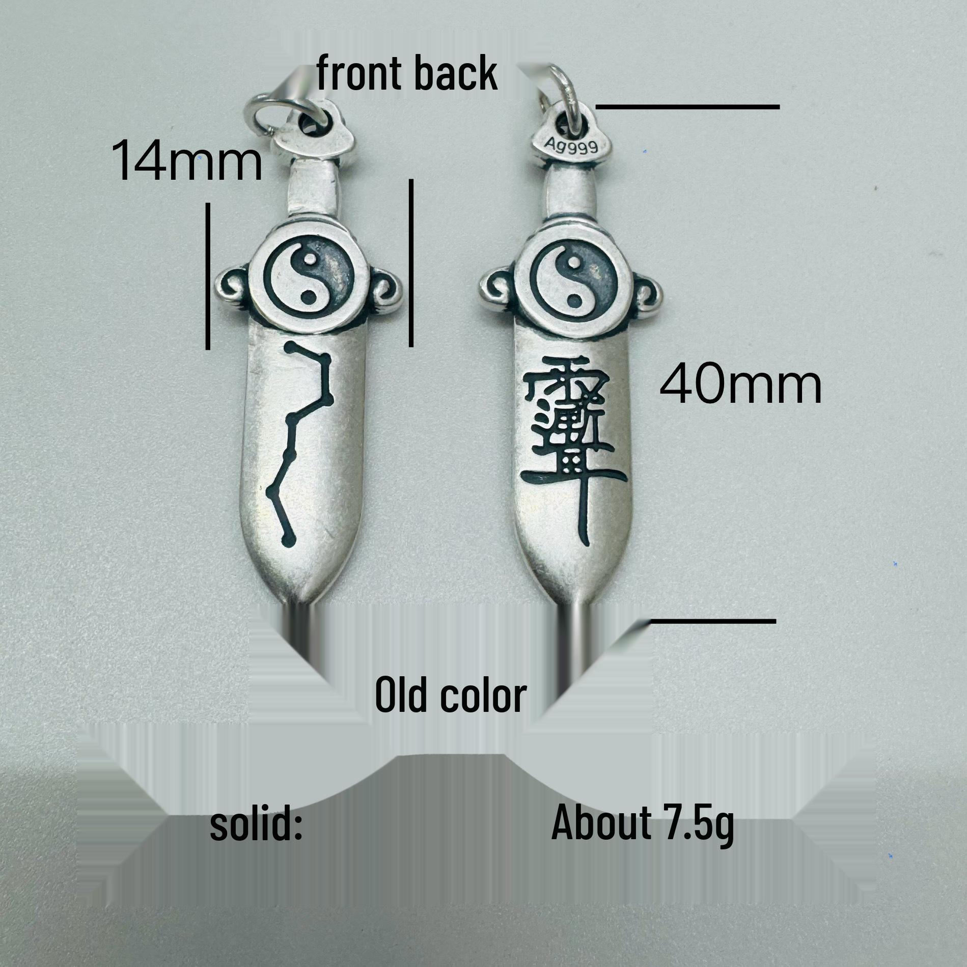 

Sterling Silver Seven Star Tai Chi Sword Ear Cuff Pendant 999 Silver