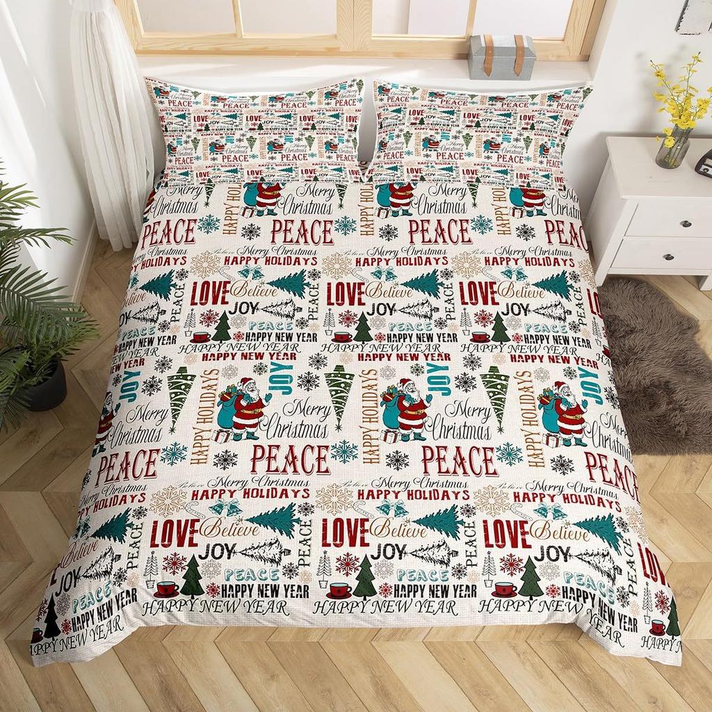 Christmas-themed Down Comforter Set Bedding Set 3-piece Duvet Cover Set