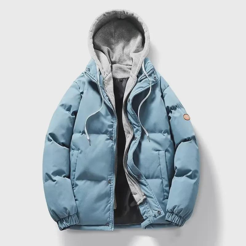 

Мужская зимняя двухкомпонентная куртка из искусственного бархата с капюшоном и теплым хлопком XL синий