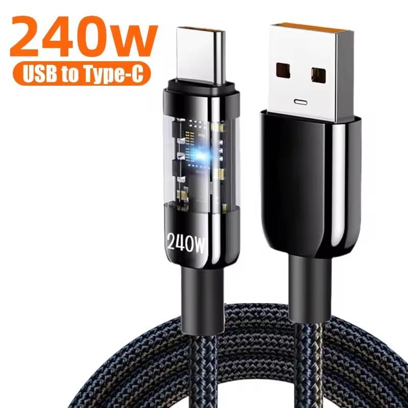 240W Fast Charge USB Type C Quick Charge Cable Weaving Data Line Fast Charging Anti-break for Samsung IPhone Xiaomi HUAWEI IPad