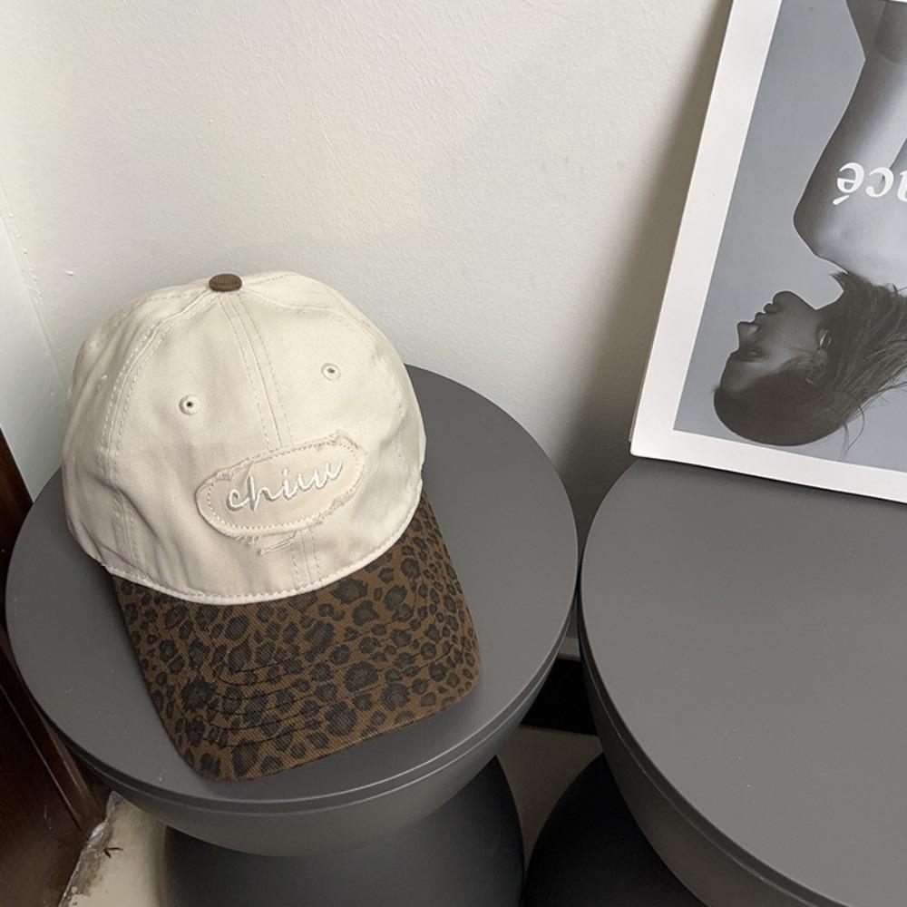 Leopard Print Duck Tongue Cap Color Splicing Rebound Caps Fashion Sun Hat  for Women Girls