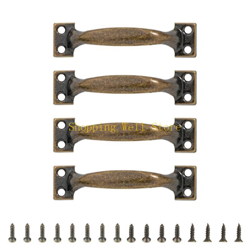 KX4B Set Of 4 Drawer Pulls for Kitchen Or Garage Cabinets Iron Barn Door Knob Handles